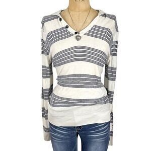 Vtg 90s Y2K Guess Sz S Striped Knit Hoodie Sweater Academia Preppy Minimalistic
